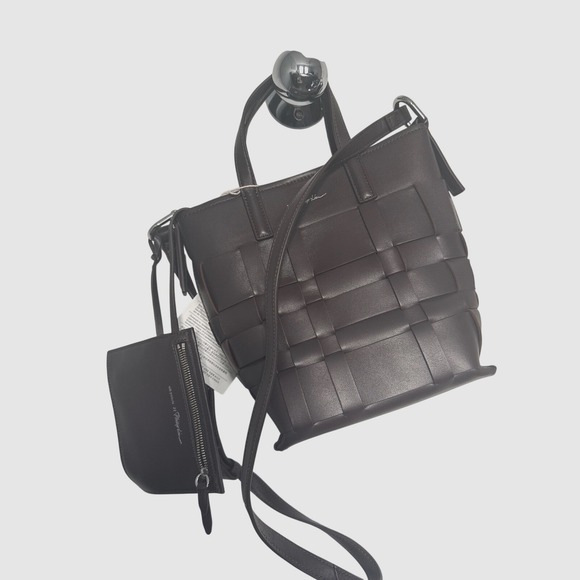 3.1 Phillip Lim Chocolate Leather Mini Modern Lattice Bucket Bag with Pouch - Picture 9 of 12